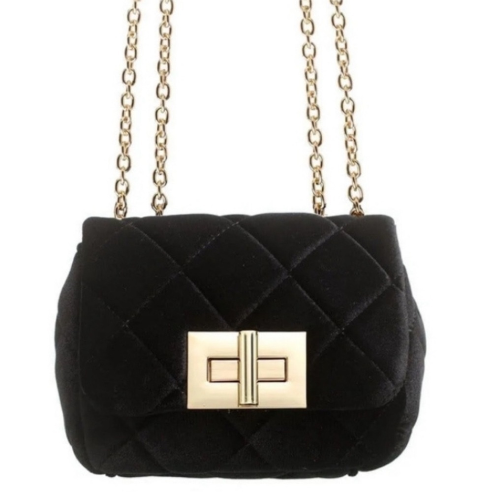 Katrina Szish x Jelavu Barney Quilted Black Velvet Bag